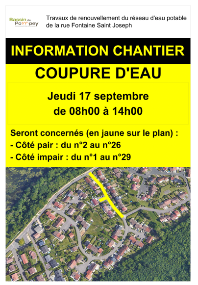 Coupure d'eau - rue Fontaine Saint Joseph