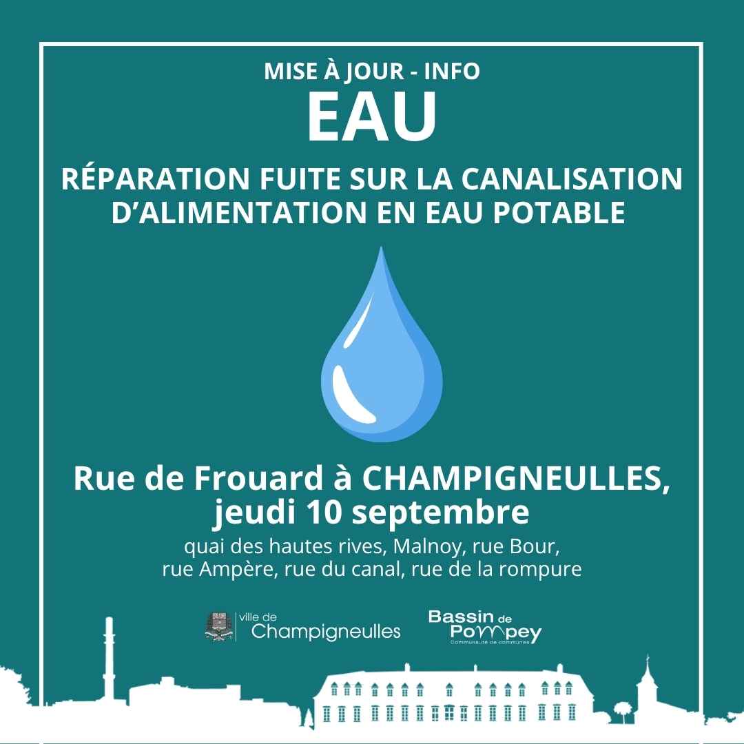 Perturbation du service de distribution d'eau potable le jeudi