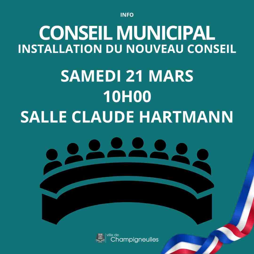 Installation du nouveau conseil municipal - samedi 21 mars - 10h - salle Claude Hartmann