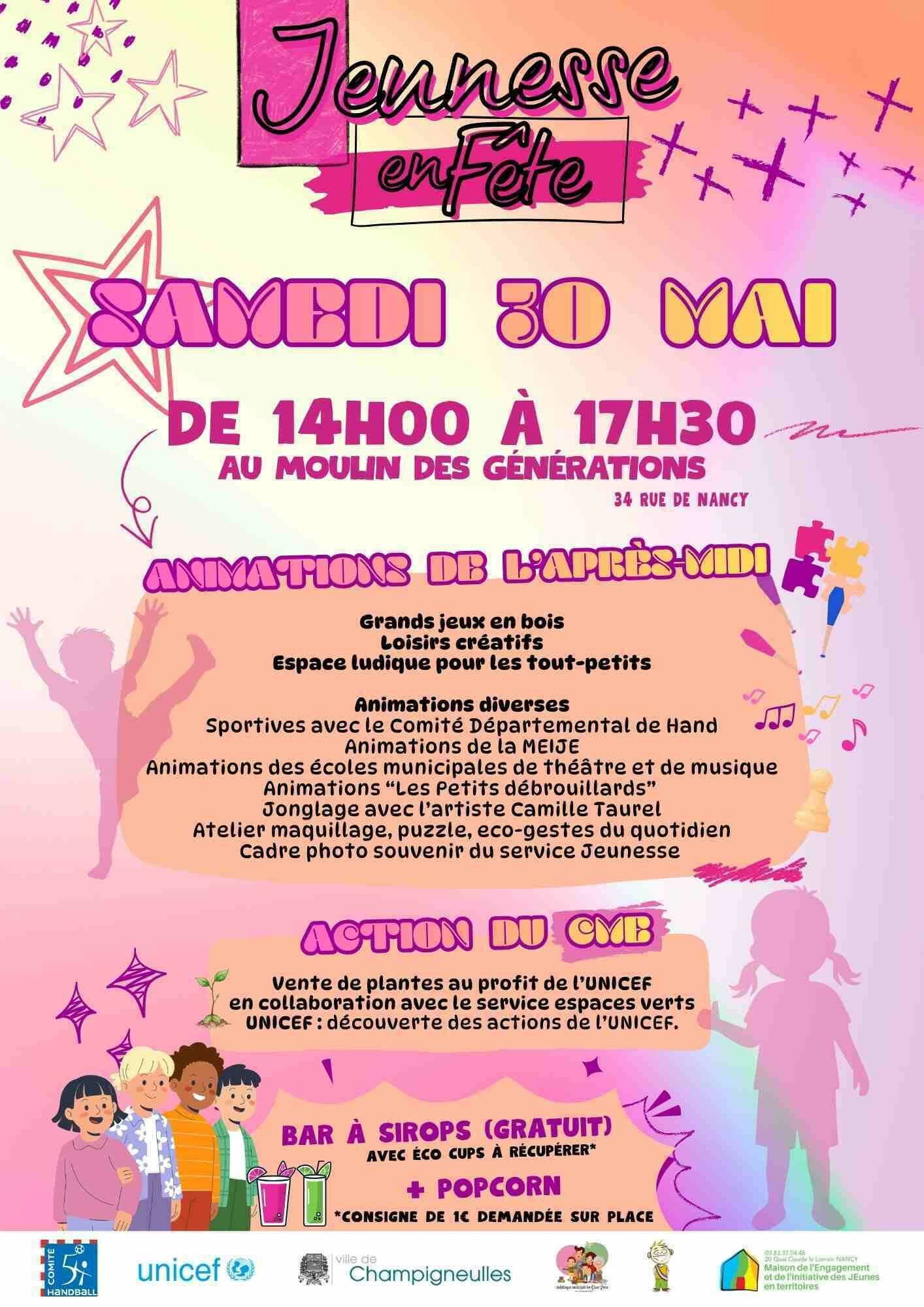 Jeunesse en fête - 30 mai - de 14h à 17h30 - Moulin des Générations