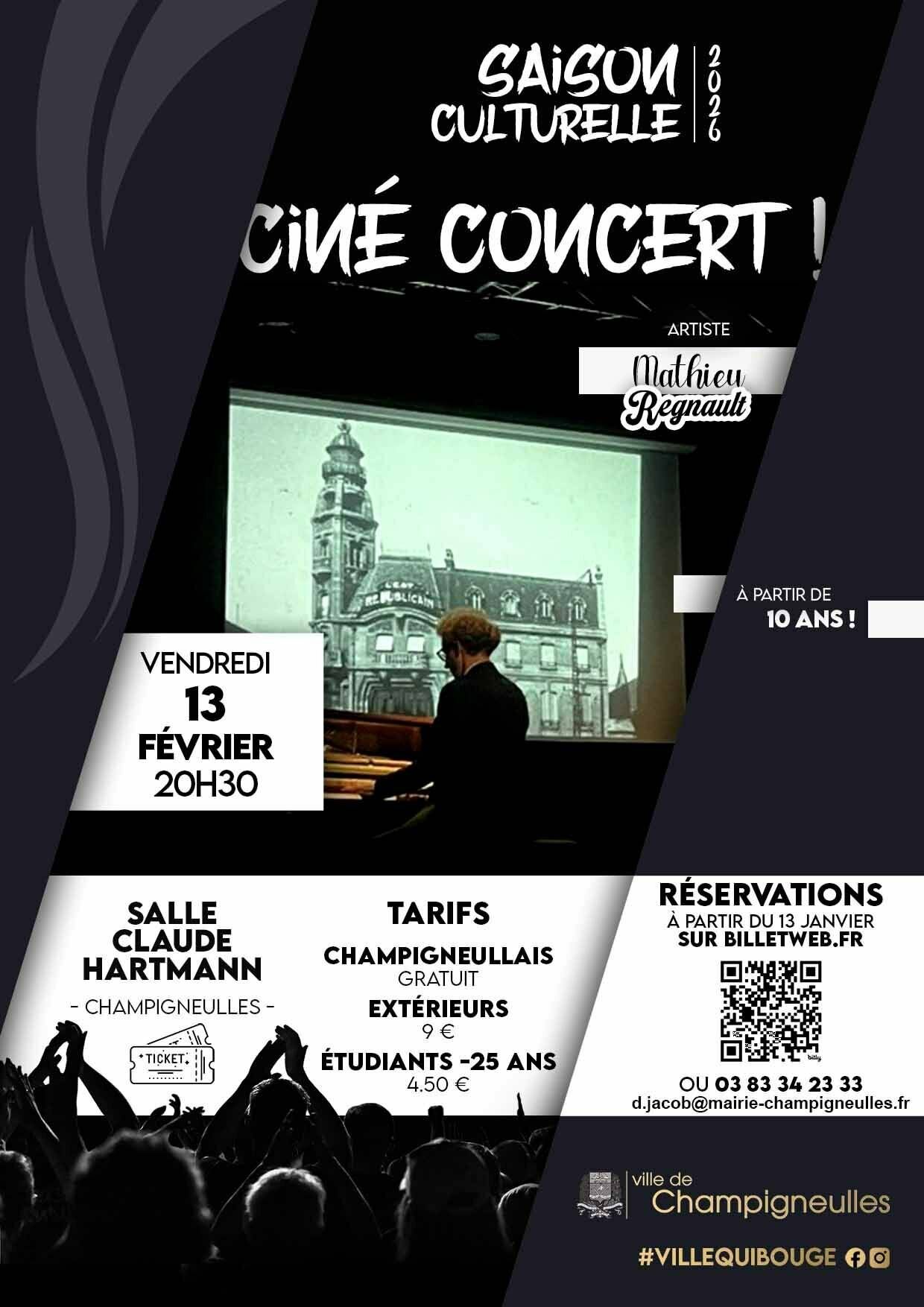 Saison culturelle - Ciné concert - 13 février 20h30 - salle Claude HARTMANN.