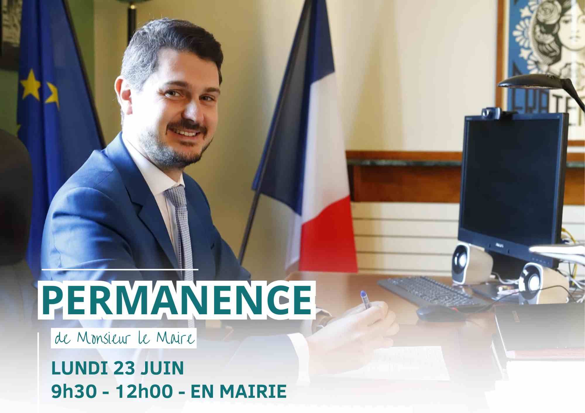 Permanence du Maire - lundi 23 juin de 9h30 à 12h - en mairie