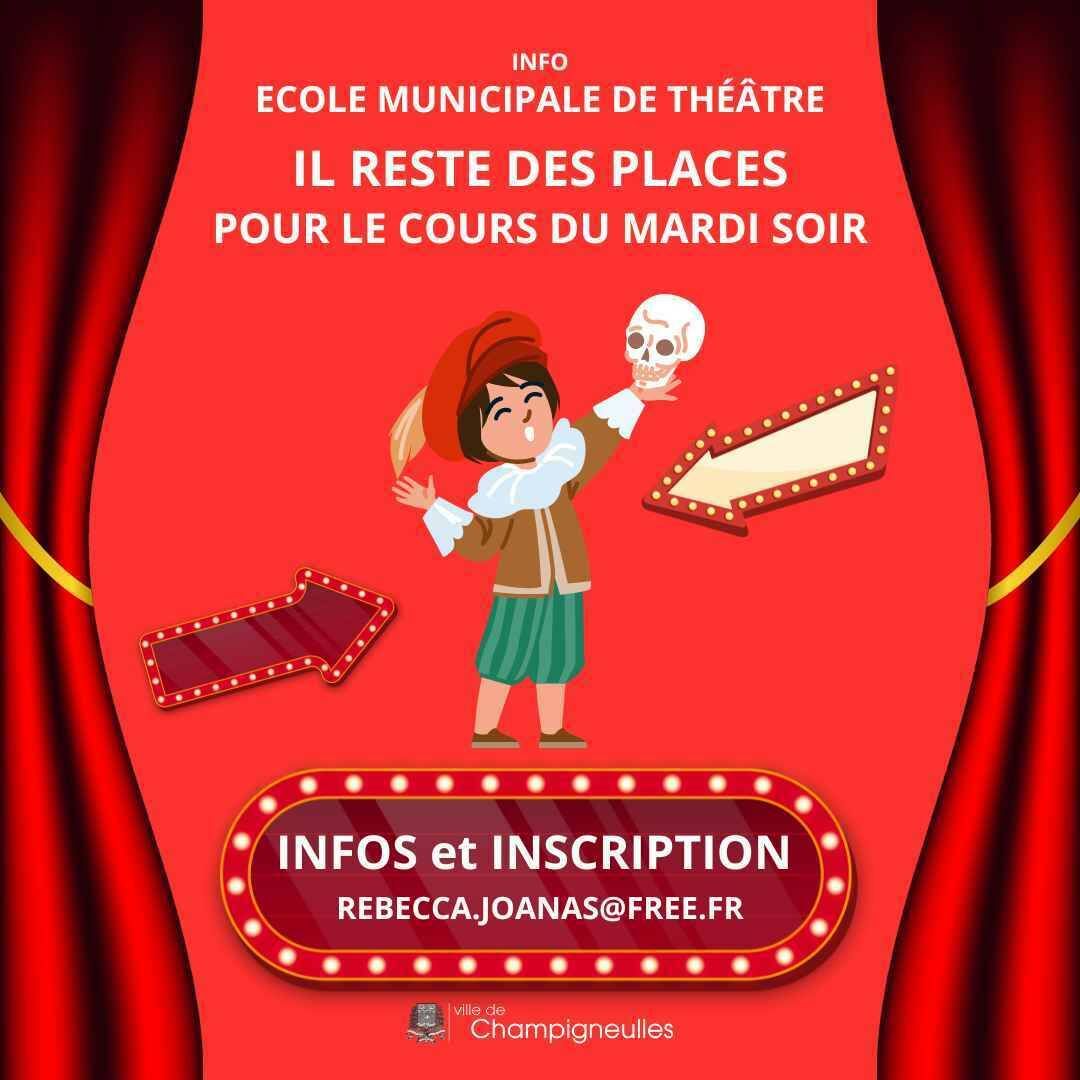 Ecole municipale de théâtre - il reste des places pour les cours du mardi soir