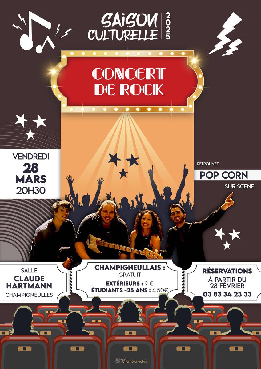 Saison culturelle - concert de Rock le 28 mars à 20h30 - Salle Claude Hartmann