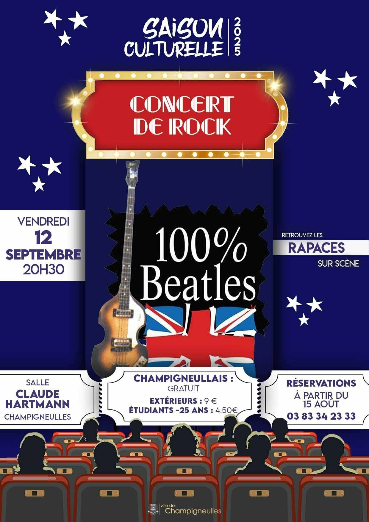 Saison culturelle - Les Rapaces reprennent "The Beatles" - 12 septembre à 20h30 - Salle Claude Hartmann