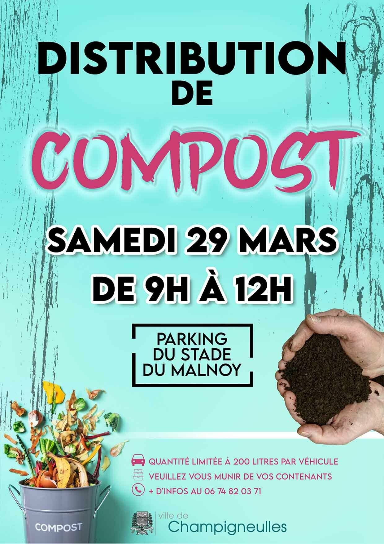 Distribution de compost - samedi 29 mars 9h-12h - Parking Stade du Malnoy