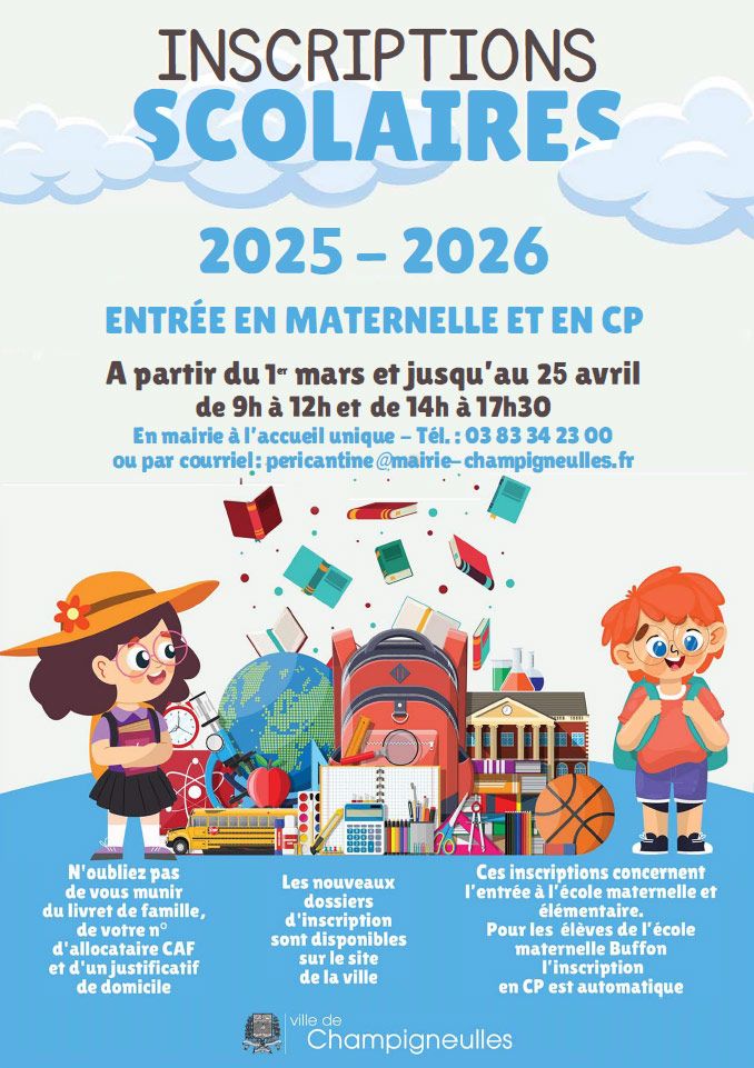 Inscriptions scolaire et périscolaire pour l'année 2025/2026