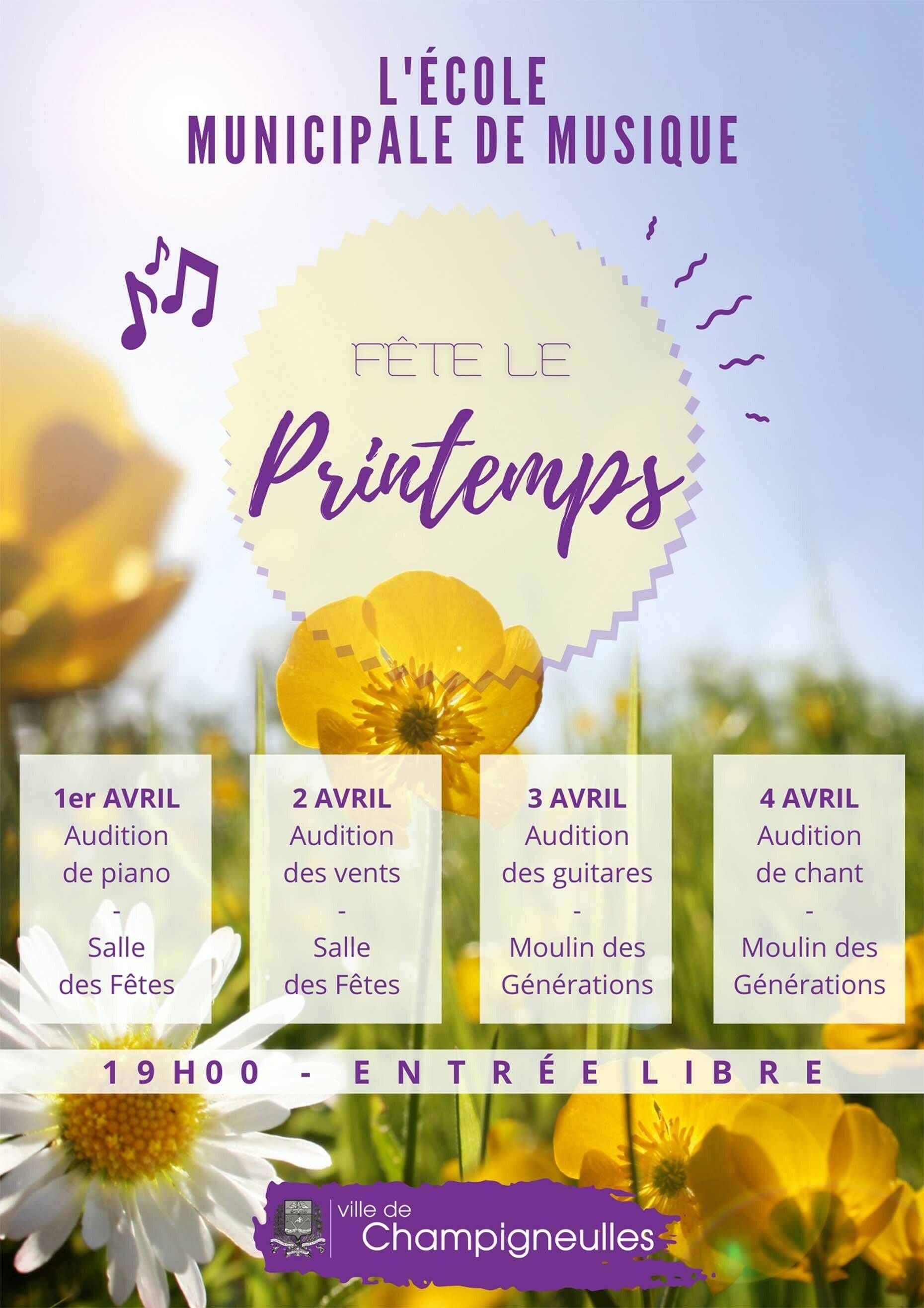 L'École municipale de musique fête le Printemps du 1er au 4 avril