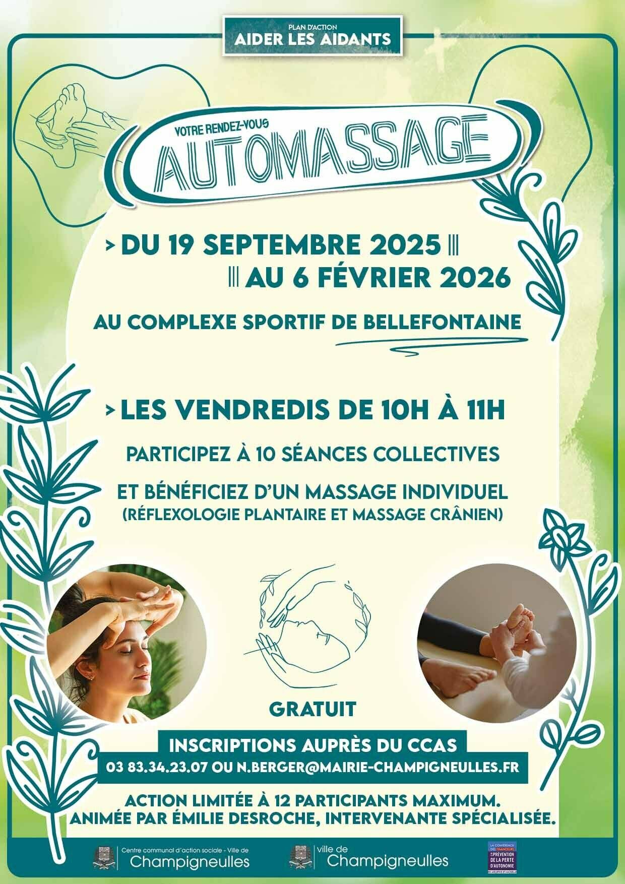 Aider les aidants - action collective "Automassage" du 19 septembre au 6 février